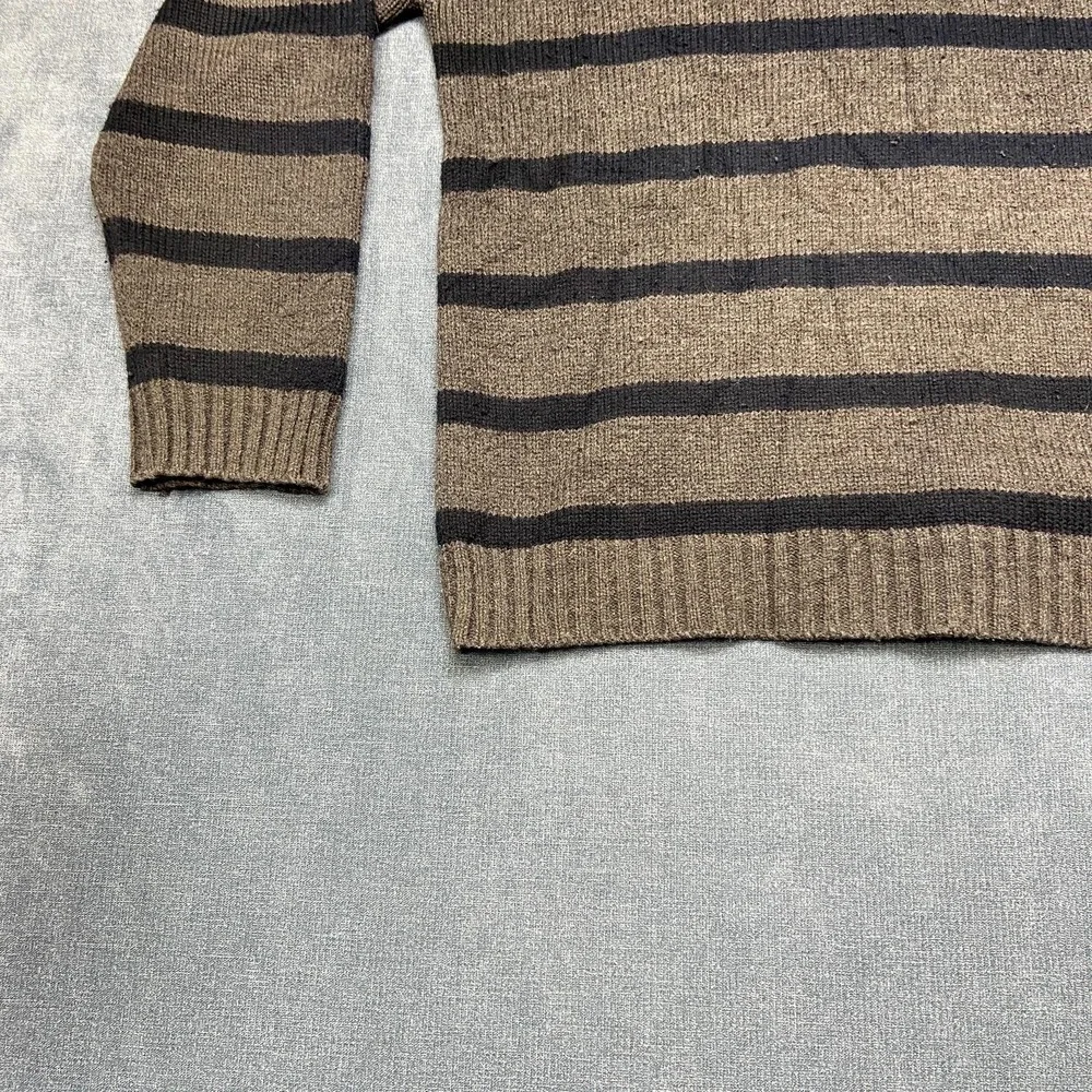 Pierre Cardin Sweater Mens XL Blue Gray Striped Acrylic Quarter Zip Tight Knit